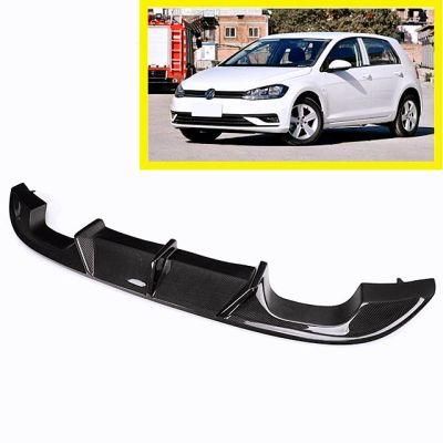 R Style Carbon Fiber Rear Bumper Lip Diffuser Double Output for Volkswagen 2018-19 Golf 7.5