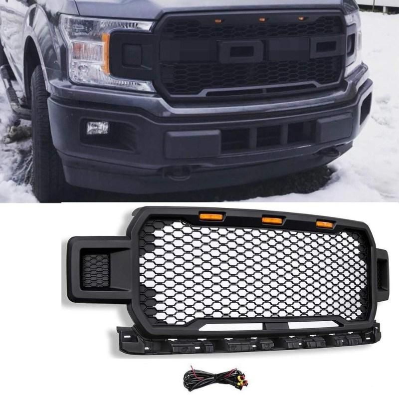 Front Grille ABS with Three Amber LED Fit for Ford F150 2018-2019