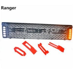 for Ranger T6 2012-2014 Black Front Grille Replace Trim with LED Light
