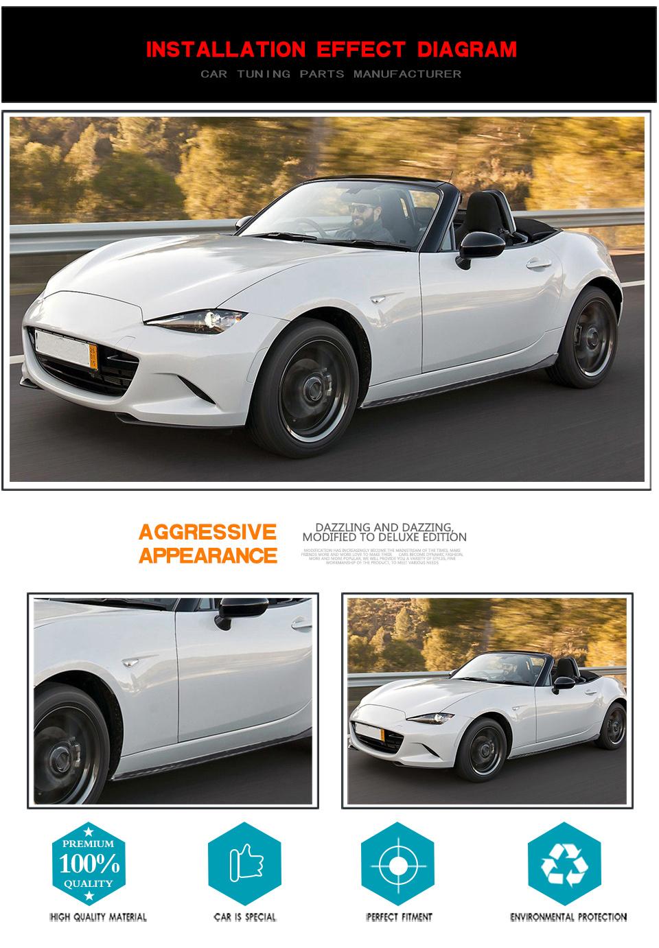 Carbon Fiber Side Skirts Extension for Mazda Mx-5 Miata Convertible 2-Door 16-17