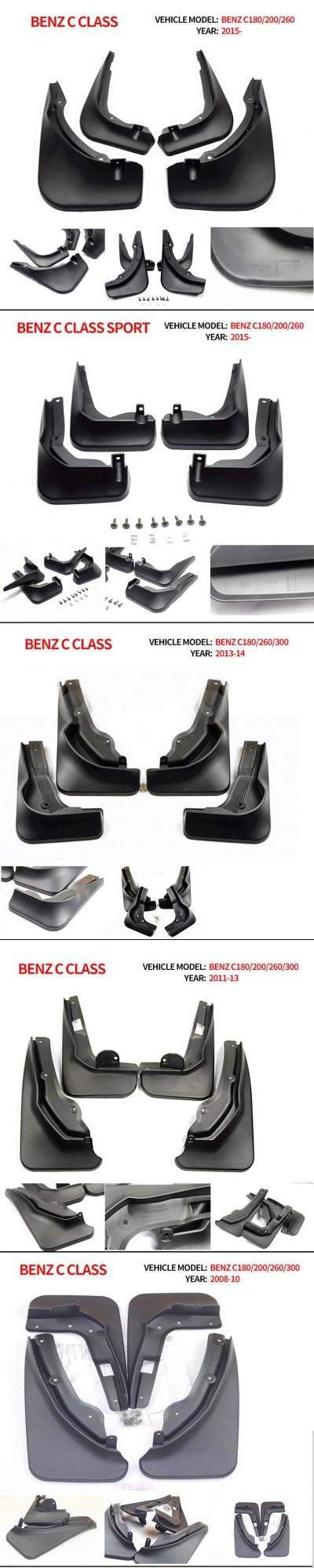 Car Black Front Bumper Fenders Suitable for Benz C Class Mudguard Auto Body Kits
