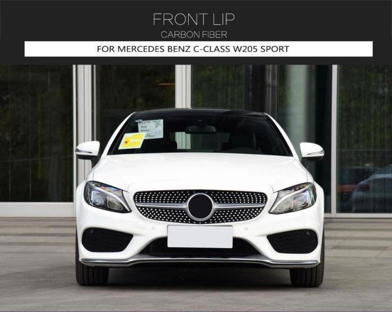 Carbon Fiber Front Bumper Lip for Mercedes-Benz C Class W205 C205 2D 4-Door 2015-2018
