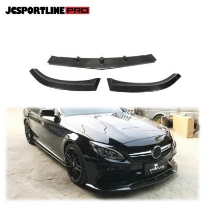 3PCS Front Bumper Lip Spoiler for Benz C205 C63 Amg 4door 15-20 Carbon Fiber Refit