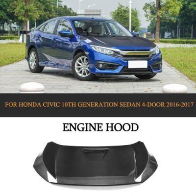2016 Carbon Fiber Hood Car Bonnet for Honda Civic 10th 16-17