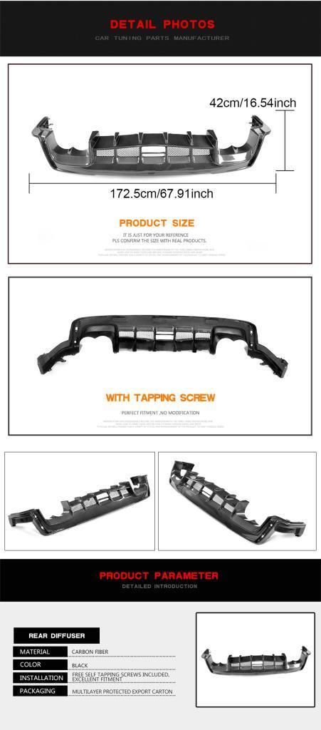Carbon Fiber Rear Bumper Diffuser for Honda Civic Type R
