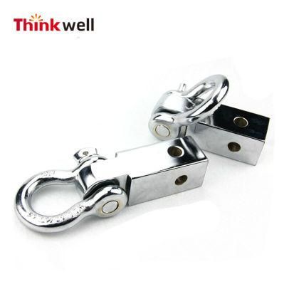 Chrome Plated Shackle Hitch Receiver with D Ring Shackle
