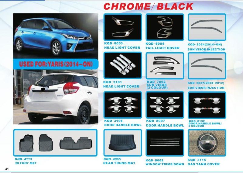 Car Accessories Chrome Head Lamp Cover for Toyota Yaris 2014