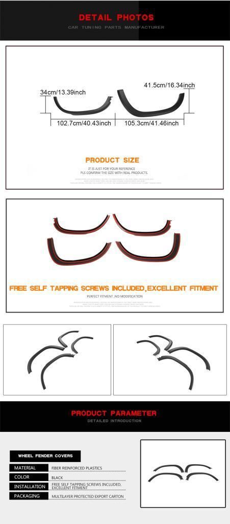 Car Wheel Eyebrow Arch Trim Lips Fender Flares Protector for Lexus Lx470 Lx570 Sport Utility 4door 2007-2019