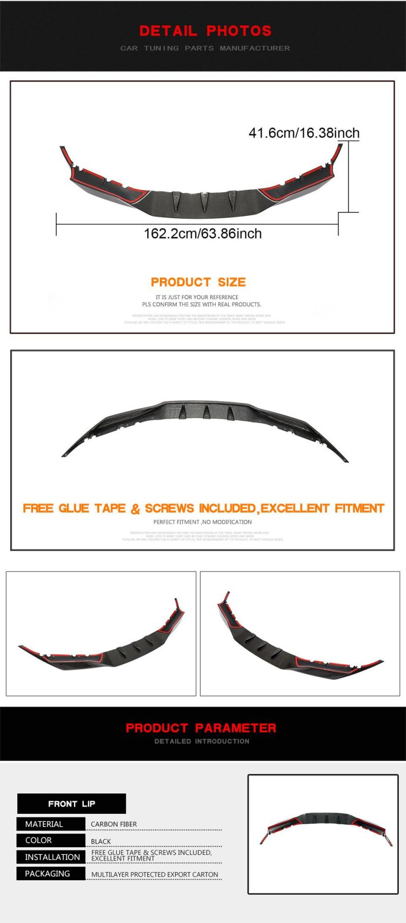 Carbon Fiber Front Bumper Lip for BMW F90 M5 Sedan 4-Door 2018-2019