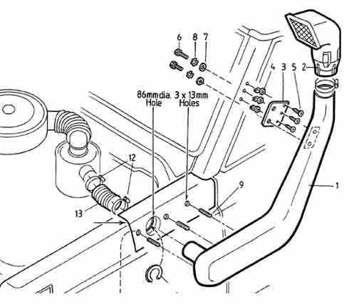 Auto Accessories Left Side Snorkel for Nissan Y160A Mq/Mk 01/1980-02/1997