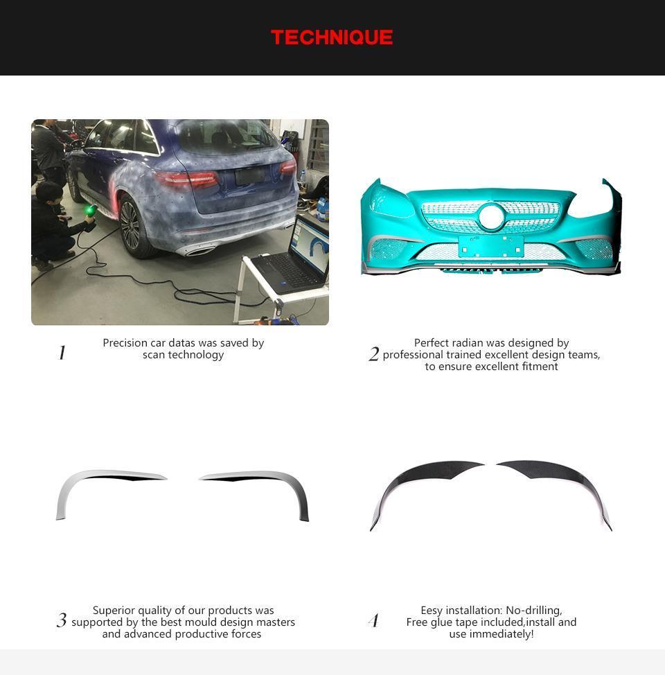Carbon Fiber R172 Front Bumper Canards for Mercedes Benz SLC Class SLC180 200 300 Convertible 2-Door 2016-2019