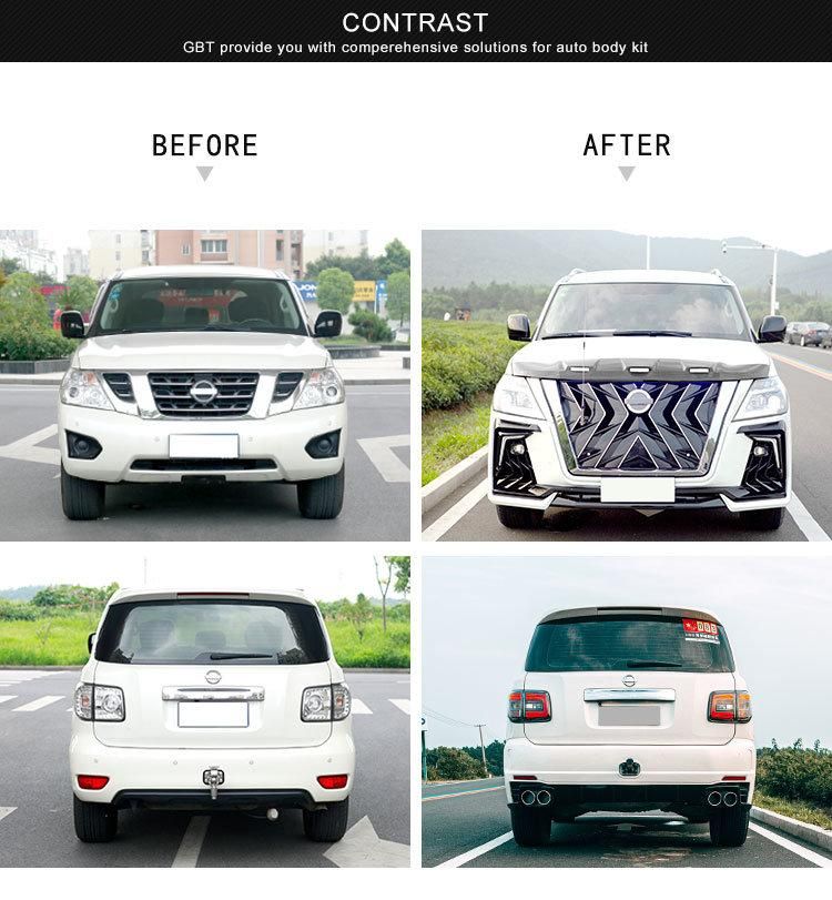 Gbt 2022 New Upgrade Black Hawk Simple Style Auto Parts Front/Rear Bumper Grille Body Kits for 2010-2019 Nissan Patrol Y62 Model