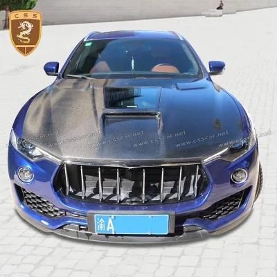 Auto Parts Mansory Style 3K Glossy Carbon Fiber Transparent Glass Car Bonnet Engine Hood Scoop for Maserati Levante