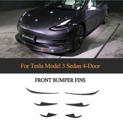 Carbon Fiber Car Front Bumper Canards Splitter for Tesla Model 3 Sedan 4-Door 2016-2019