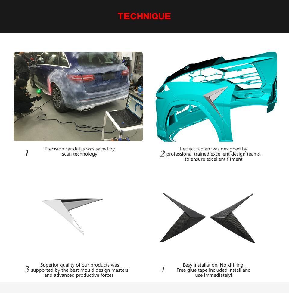 Carbon Fiber Front Fender Side Air Vents Trim Cover for Lamborghini Urus Sport Utility 4-Door 2018-2021