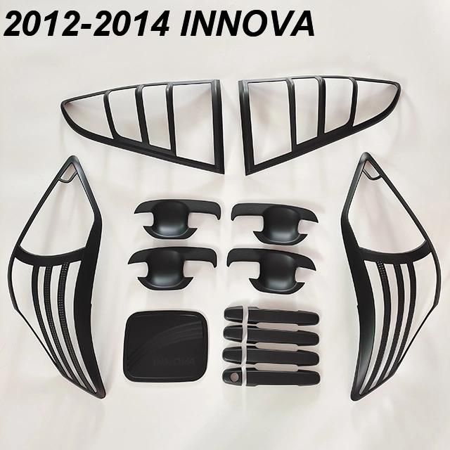 Chrome Matte Black Body Kit Carbon Fiber Handle Cover Bowl Headlamp Tail Light Car Accessories Combo Set for Innova 2012-2021