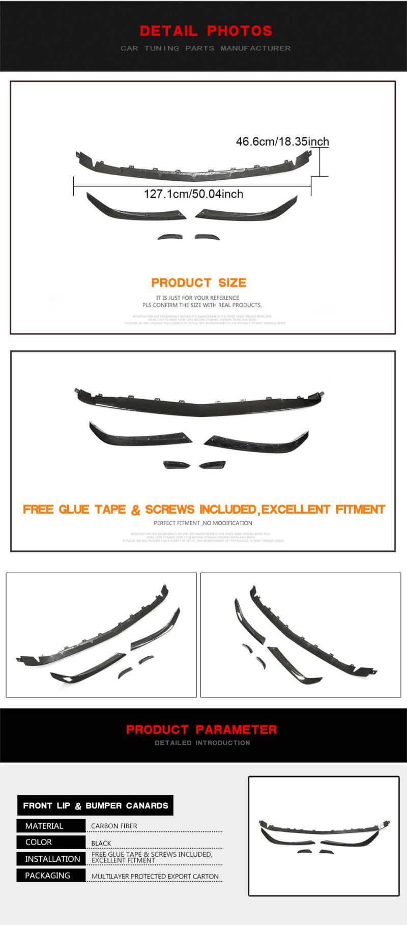 Carbon Fiber Front Bumper Canards for Mercedes Benz a Class V177 A45 Amg S Sedan 4-Door 2020-2022