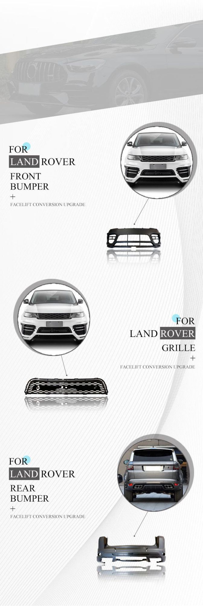 Gbt Trendy Products 2022 Upgrade Full Body Kit Facelift for 2018-on Land Rovers Range Rover to Lm Model Bumpers