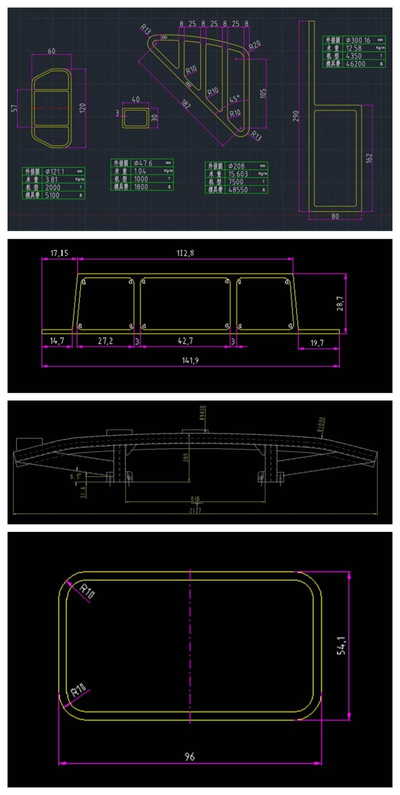 Lightweight Truck Car Parts Aluminium Body by Extrusion Aluminum Alloy Profiles