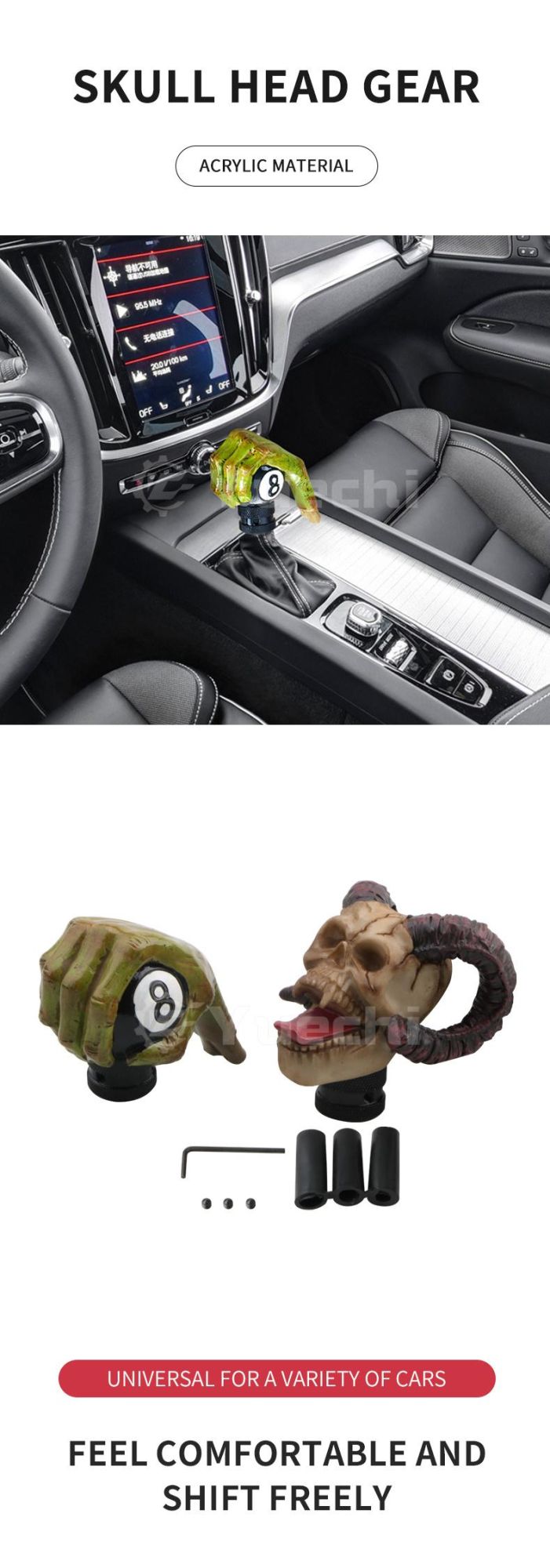 Jdm Universal Car Shifter Lever Knob Wicked Carved Skull