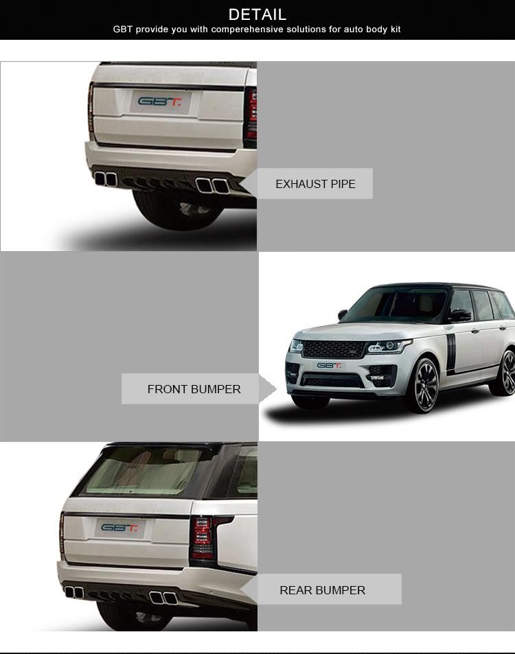 Gbt Car Automotive Exterior Parts Front Rear Bumper Year 2013-2017 for Land Rover Range Rover Vogue Svo Model