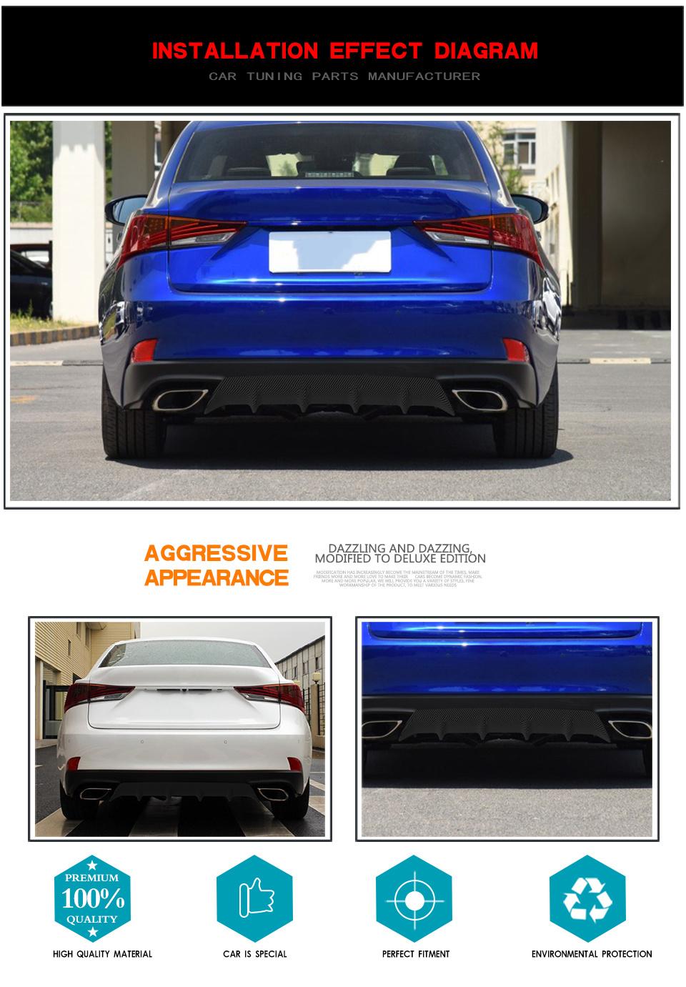 Carbon Fiber Rear Diffuser for Lexus Is300 Is350 Is F Sport Sedan 4-Door 17-18