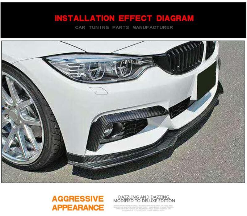 Carbon Fiber Front Bumper Fog Lamp Cover Splitters Canards Fins for BMW 4 Series F32 F33 F36 M Sport 2014 - 2019