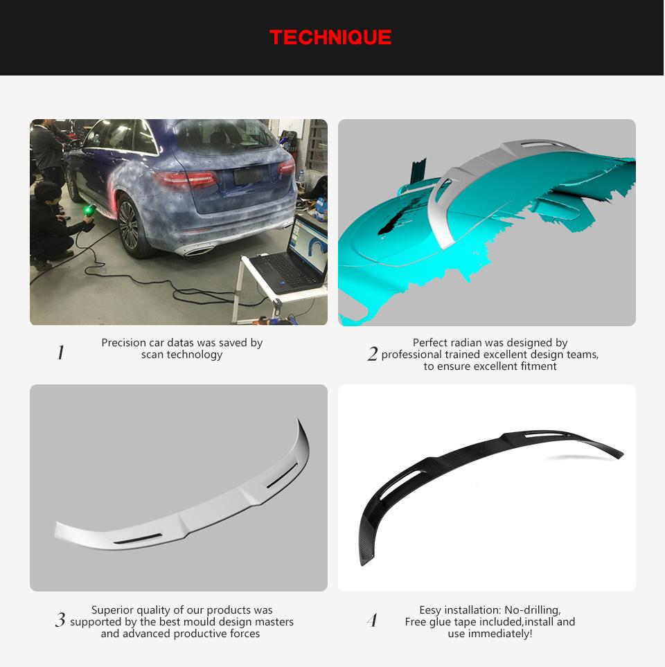 Carbon Fiber Auto Rear Roof Spoiler for Alfa Romeo Stelvio 2017-2018