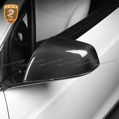 3m Adhesive Tape Carbon Fiber Car Real Side Rearview Mirror Covers for Tesla Model S