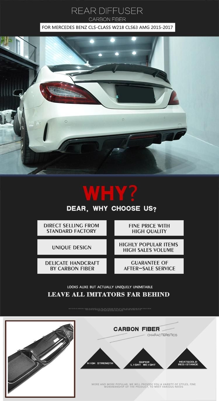 Carbon Fiber W218 Auto Rear Diffuser for Mercede S Ben Z Cls-Class W218 Cls63 Amg 15-17