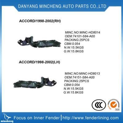 Auto Parts Inner Fender Lining for Honda Accord