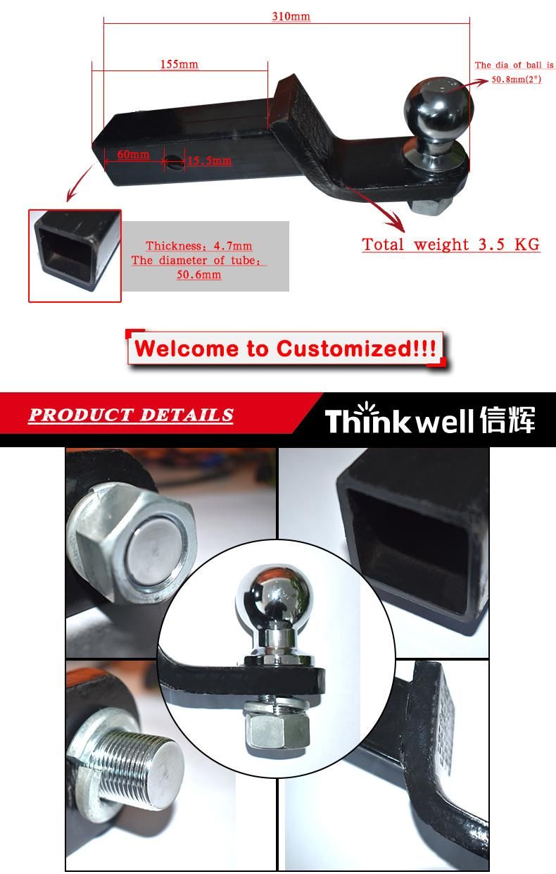 Trailer Hitch 2" Ball Mount Kit with 2" Hitch Ball