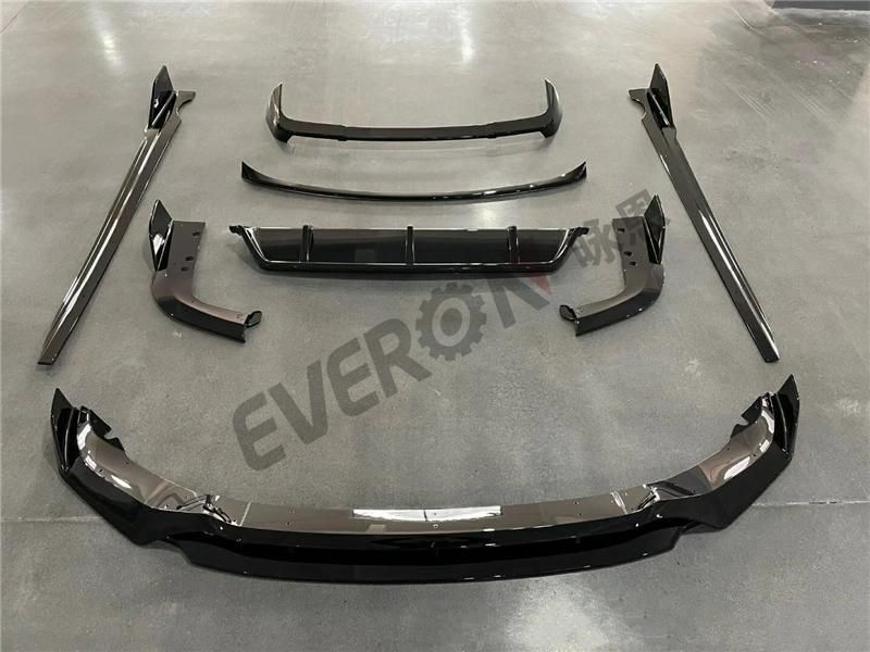 Auto Areo Kit Black Knight in Carbon Looking Body Kit Front Lip Side Skirts Spoiler for BMW X5 G05 2019-2021