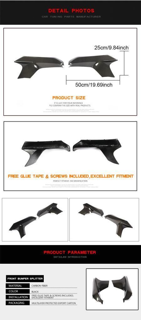 Carbon Fiber Front Bumper Splitter Fins for BMW F90 M5 2018-2019