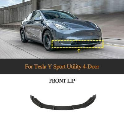 Dry Carbon Fiber Front Bumper Lip for Tesla Model Y Sport Utility 4-Door 2019-2021