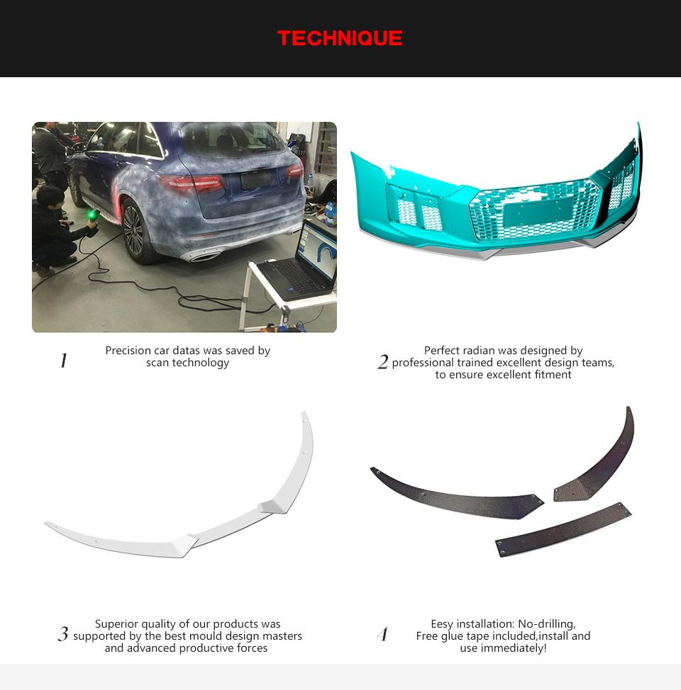 3PCS/Set R8 Carbon Fiber Front Lip for Audi R8 Coupe Convertible 2-Door 2016-2018