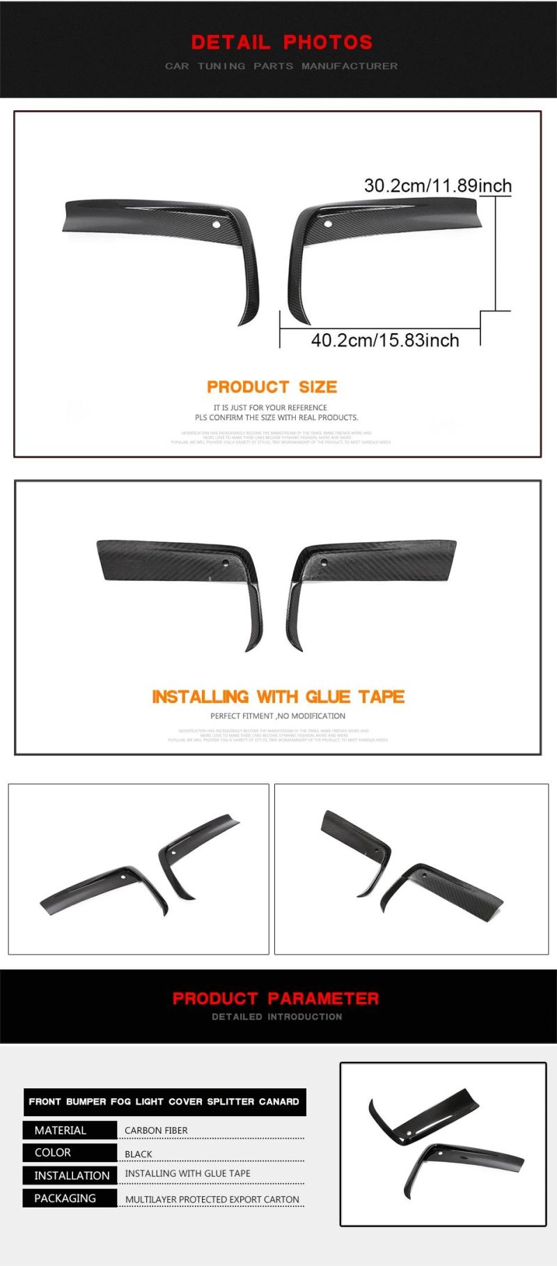 Dry Carbon Fiber Front Bumper Canards for BMW G14 G15 G16 840I M850I 8 Series M Sport 2D 4D 2019-2020