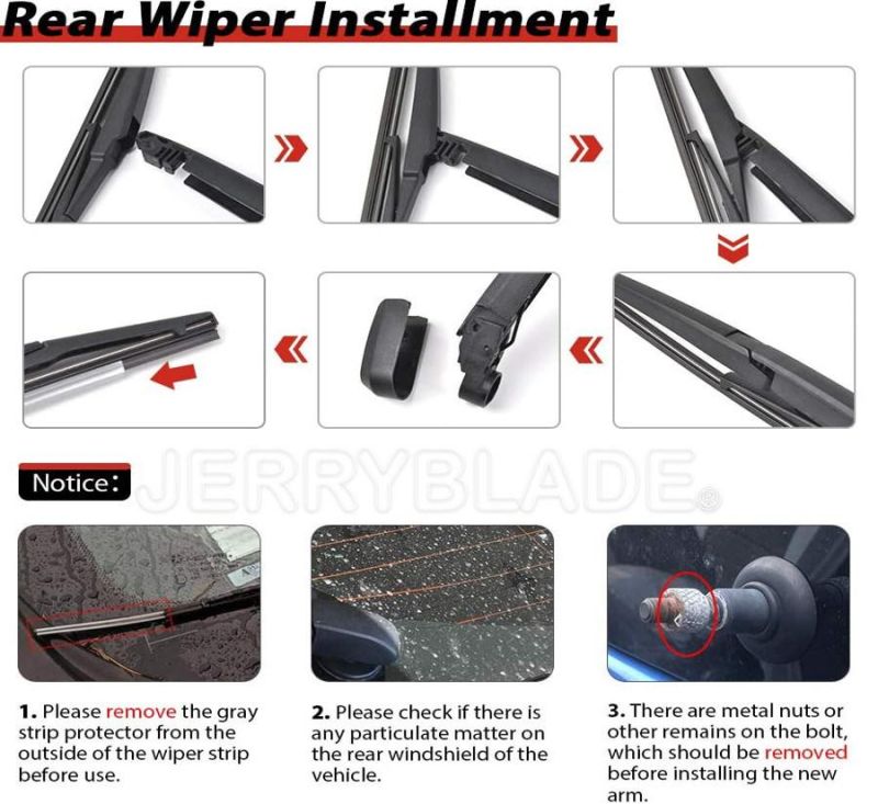 Rear Wiper Arm Blade Kit OE Replacement for Mitsubishi Outlander 2003-2006 350mm, Back Windscreen Wiper Assembly Windshield Windscreen Rear Window