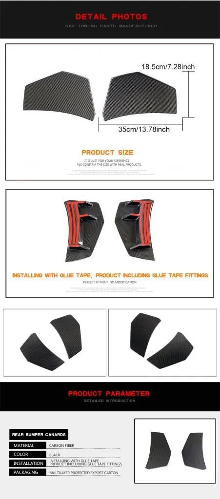Carbon Fiber Rear Bumper Fins for Audi R8 2-Door 2016-2018