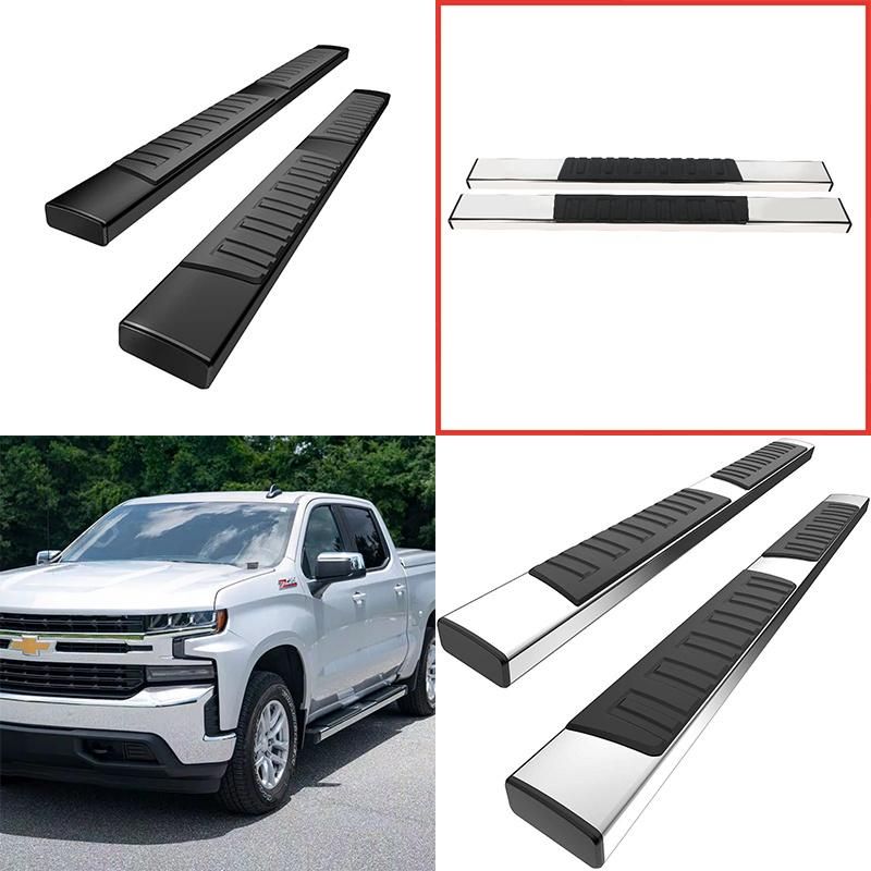 6" Stainless Steel Side Peadl Running Boards for 2007-2018 Chevrolet Silverado Double Cab
