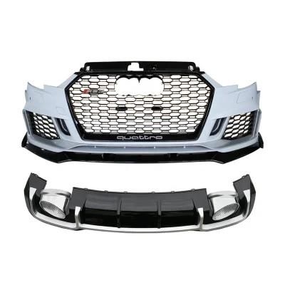 Bumper Front with Grid Grill for Audi Sports Version A3 Cosmetic Into RS3 Front Bumper Rear Diffuser 2017 2018 2019 2020