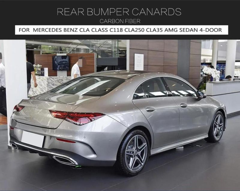 Carbon Fiber C118 Rear Bumper Canards for Mercedes Benz Cla Class Cla250 Cla35 Amg Sedan 4-Door 2020-2021