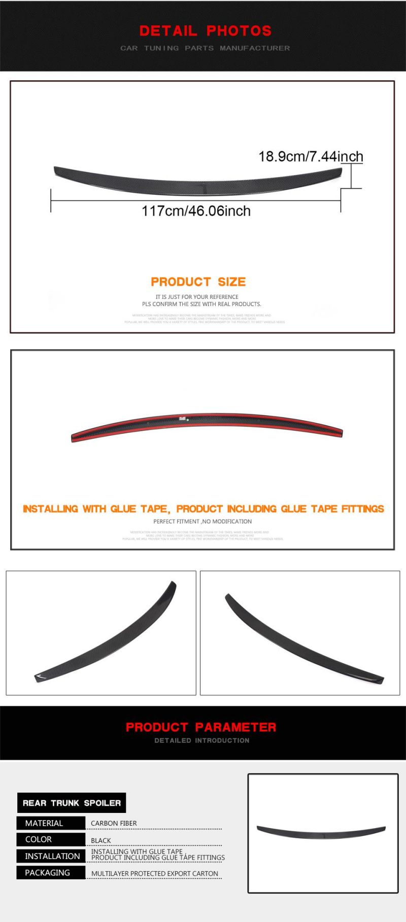 Dry Carbon Fiber Car Trunk Wing Lip Spoiler for Porsche Panamera Hatchback 4-Door 2017-2021