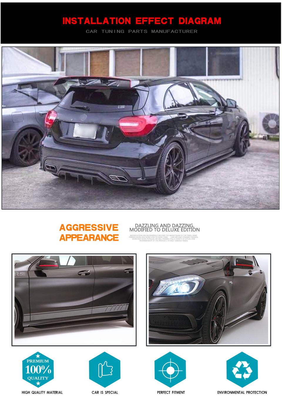 Carbon Fiber Side Skirt for Mercedes-Benz W176 a Class Sport A45 Amg 2013up