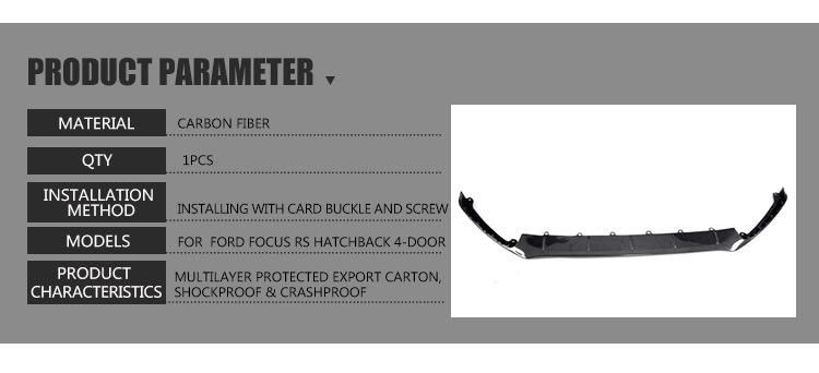 Carbon Fiber Front Lip Spoiler Body Kit for Ford Focus RS Hatchback 16-18