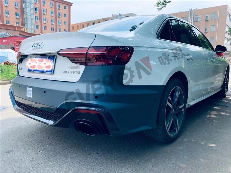 RS4 Style Car Rear Bumper with Tail Pipe for Audi A4 B9 2020-2021