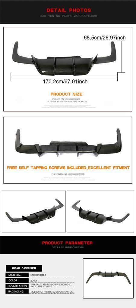 Carbon Fiber Rear Bumper Diffuser Body Kits for BMW F06 F12 F13 M6 M Tech M Sport 2013-2016