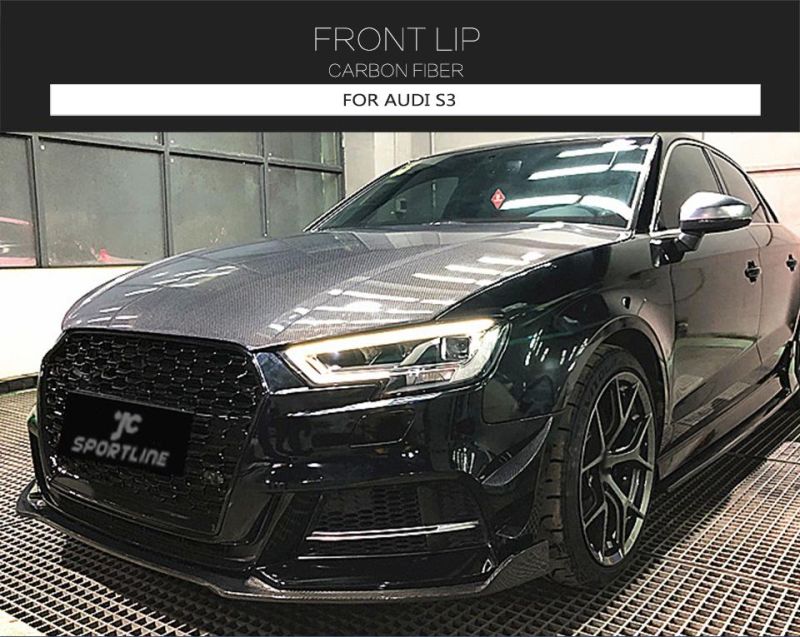 Carbon Fiber Front Bumper Lip Splitter for Audi A3 Sline S3 2017 - 2019