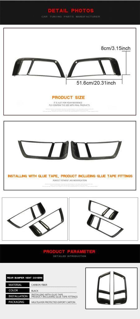 Carbon Fiber Rear Bumper Vents Fender Covers for Audi R8 2-Door 2016-2018