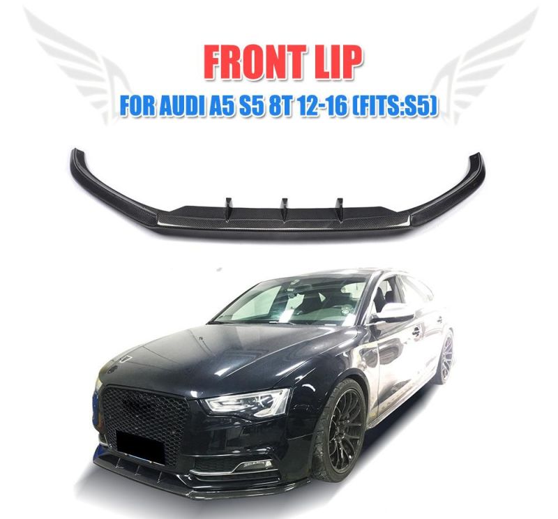 Carbon Fiber Front Bumper Lip Spoiler for Audi S5 2012-2017